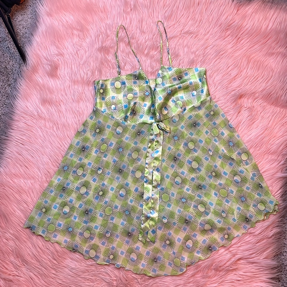 Vintage Victoria’s Secret Green Satin Sheer Lingerie Dress Size Medium